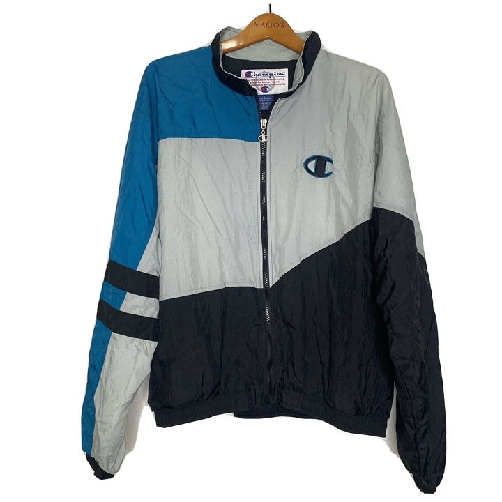 Champion Vtg Full Zip Windbreaker Men's XL Colorblock Blue