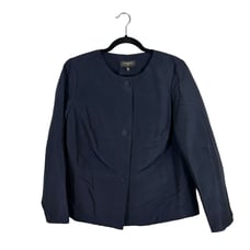 Talbots Woman Size 12W Blazer Jacket Silk Cotton Blend Lined Navy Blue BRAND NEW