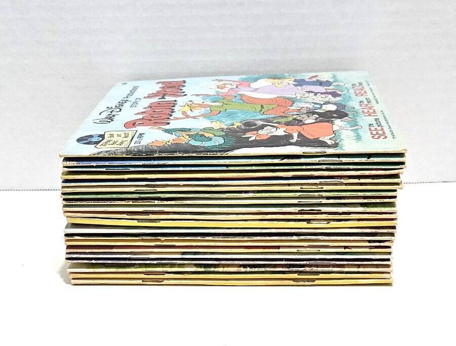 20 Vintage Walt Disney Read Along Book and Record 33 1/3 RPM Wizard of Oz