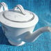 Noritake Rosamor 3 Cup Tea Pot 5851 White Floral Roses Silver Accent
