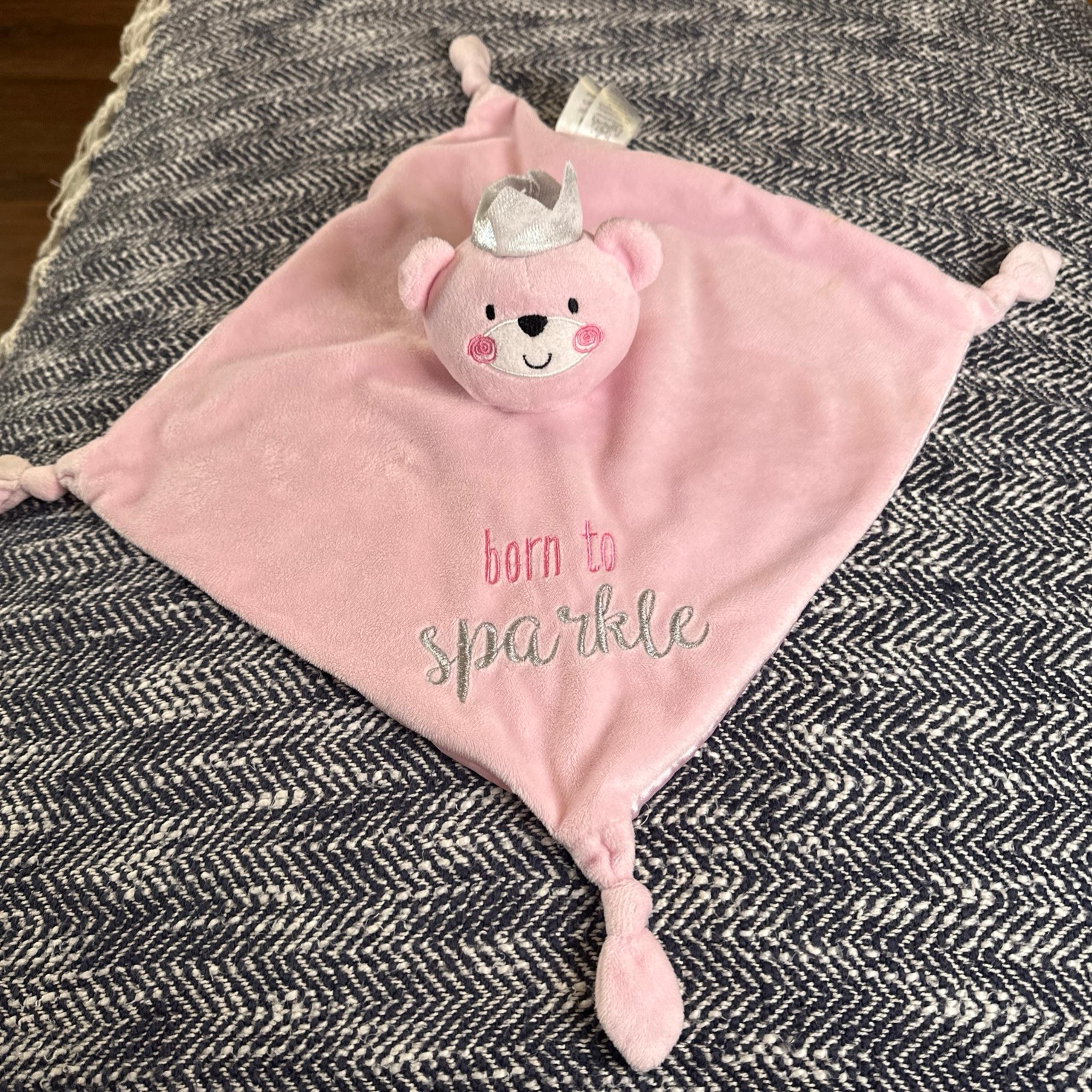 Baby Essentials Born To Sparkle Pink Bear in Crown Security Lovey Plush