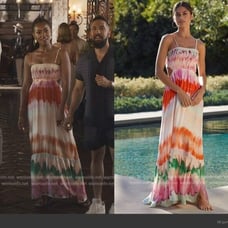 NWT Maaji Rainbow Dye Natasha Long Maxi Strapless Smocked Dress Sz. S