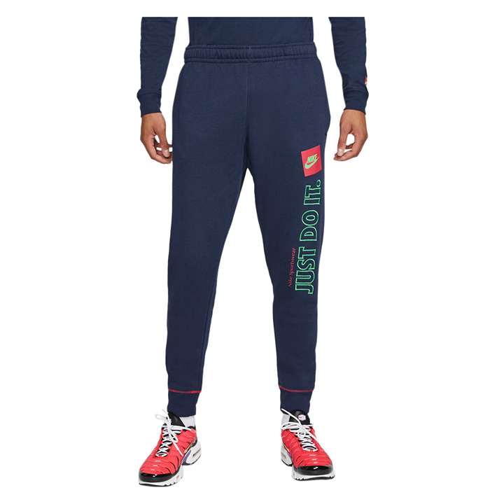 Nike Men's Sportswear JDI Fleece Pants DD6210-451 Navy/Green/Red Size L NWT