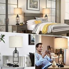 Set Of 2 Black Metal 29” 2-Light Table Lamps w/USB Slots