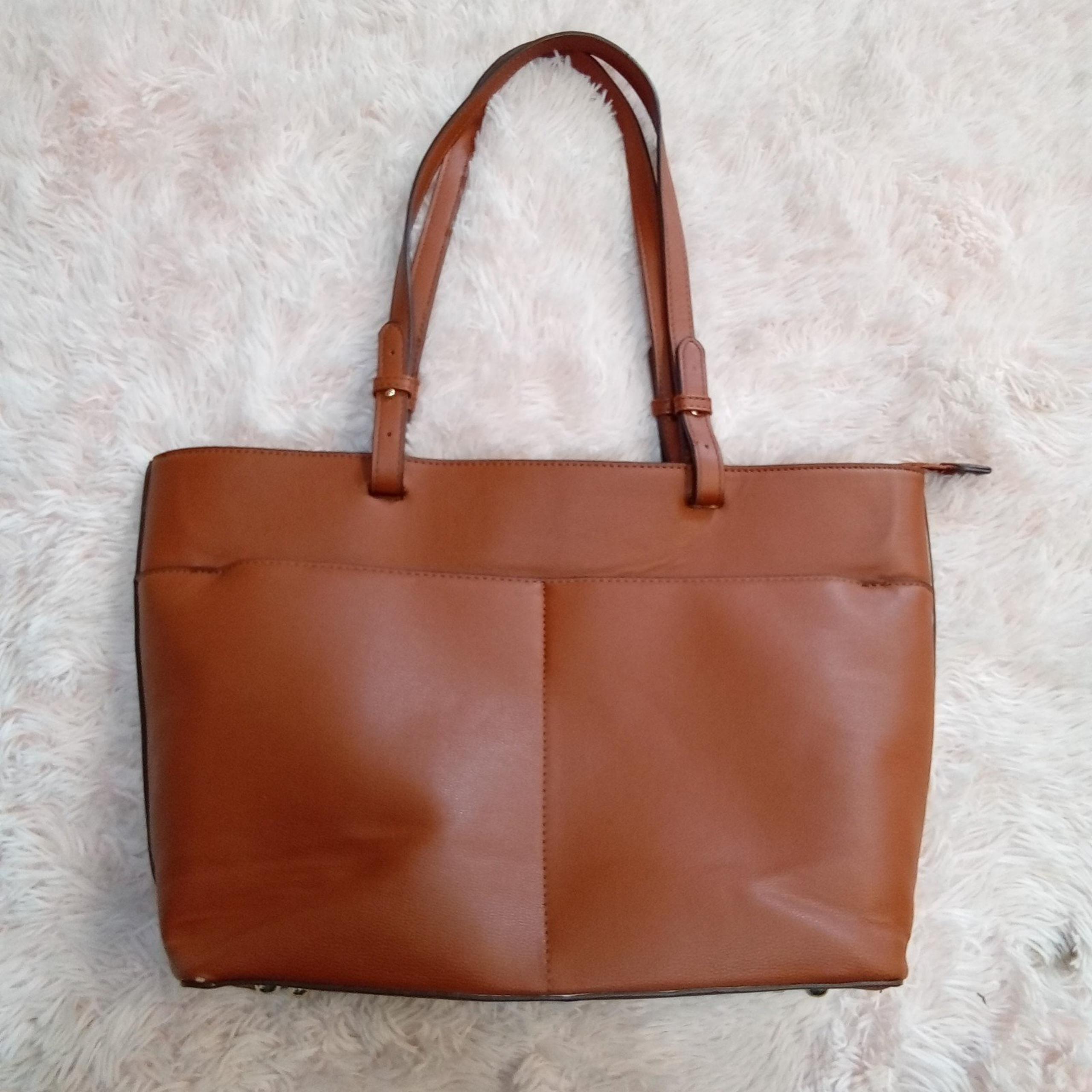 Kim Roger's Double Slip Pockets Tote Shoulder Handbag Brown Size XL