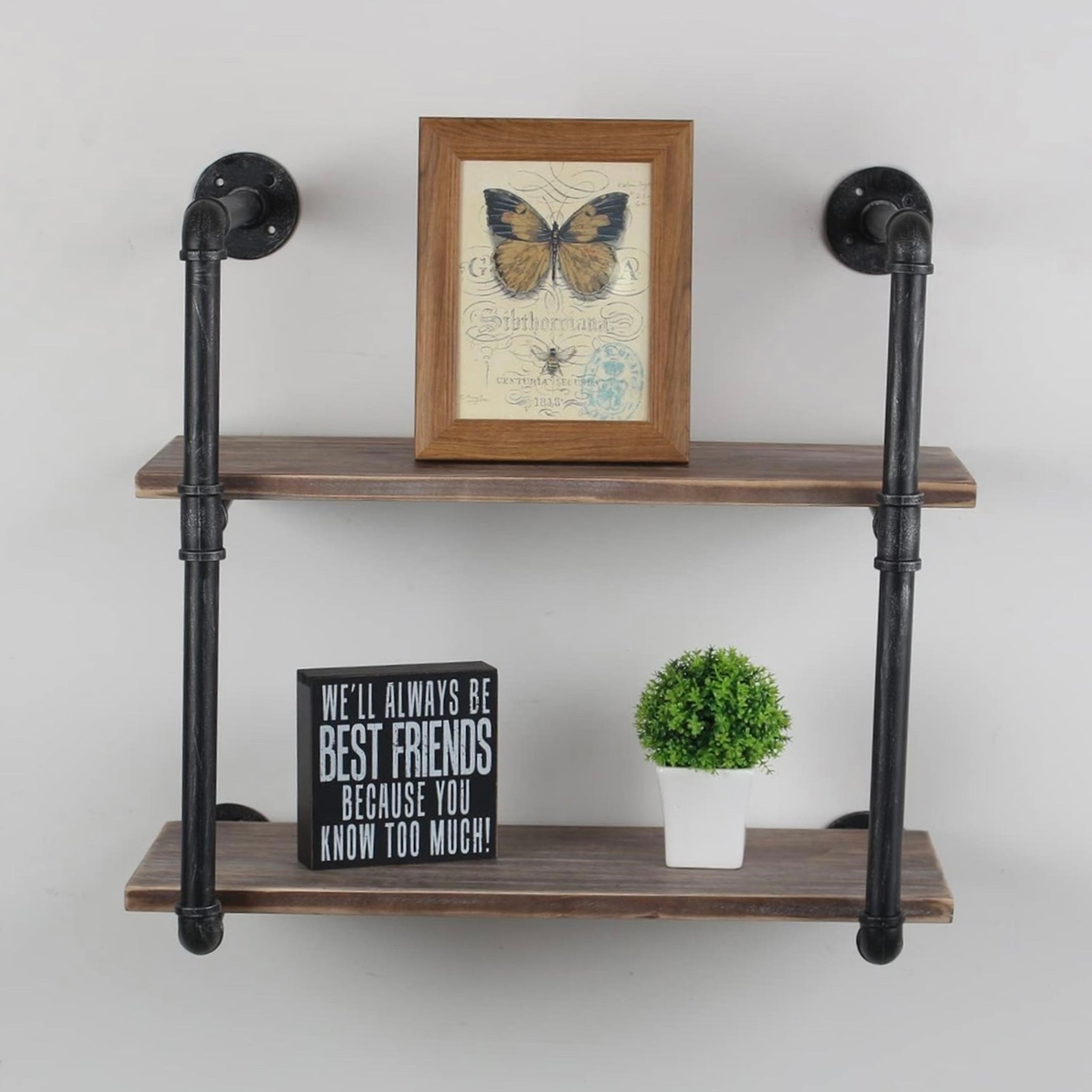24” Pipe Shelving Wall Mounted, 2 Tier NIB
