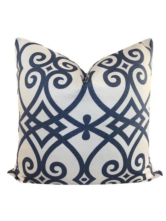 White and Blue pillow 18 x 18 cover.