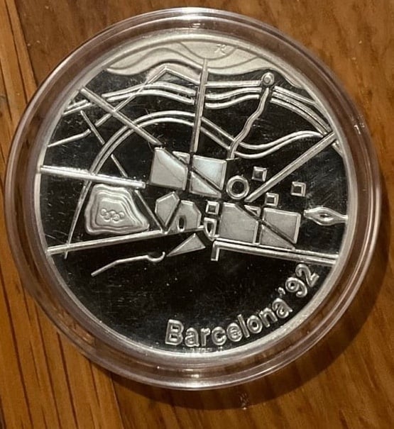 Rare Barcelona Olympic Silver Coin 92 Juegos de la XXV Olimpiada