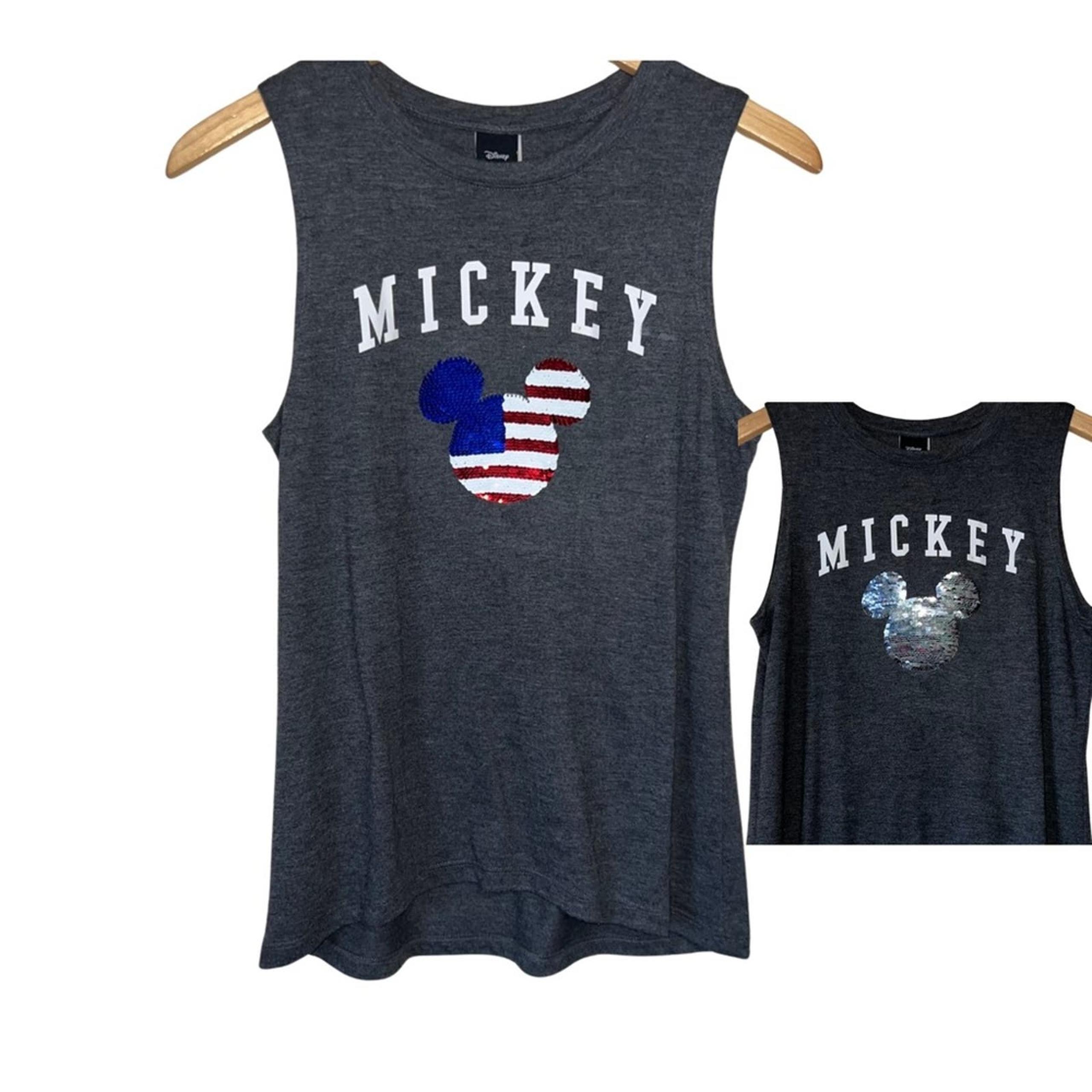 Disney's Mickey Mouse Flip Sequin Tank Top w/ US American Flag Size Small