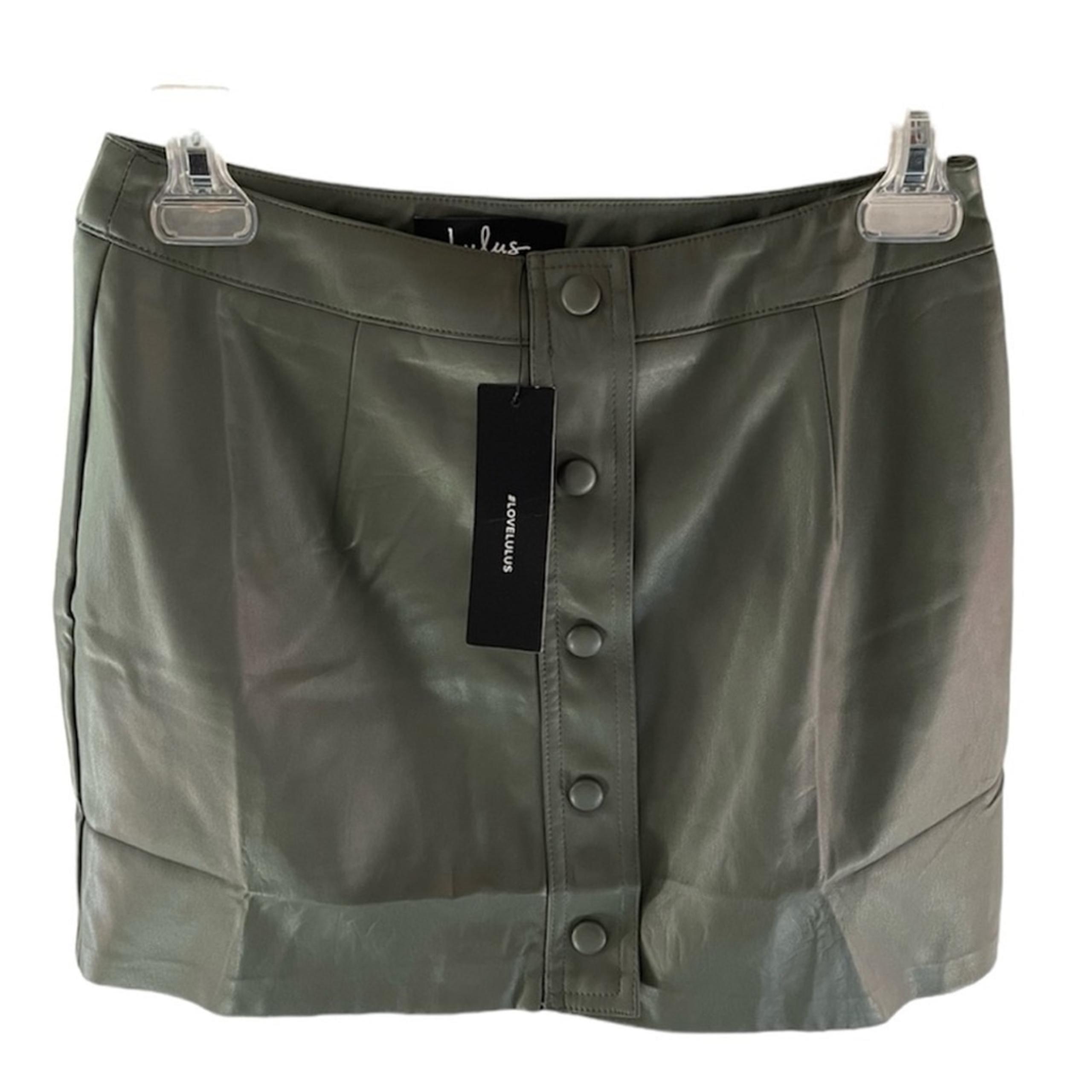 NWT Lulus Gray Most Fab Vegan Leather Mini Skirt