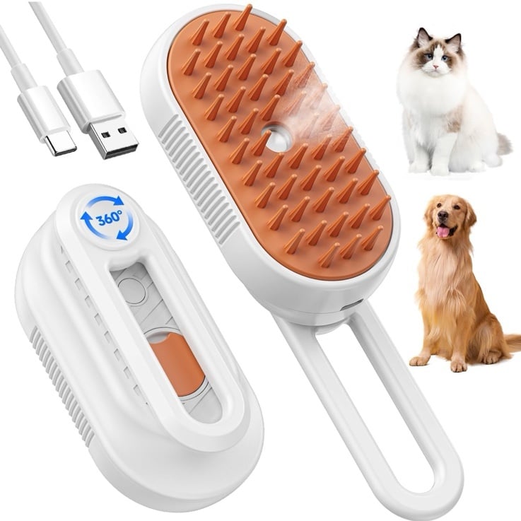 Cat Steam Brush for Shedding, 4 in 1 Cat Steamy Brushs Cleanser with Foldable