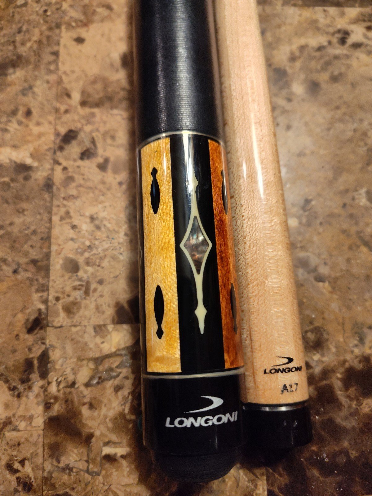 Longoni Pool Cue with S2 A17 low deflection shaft custom made in Italy.