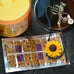 Rare Find Your Sun intact candle (earrings inside) with Sunflowers size 7 ring