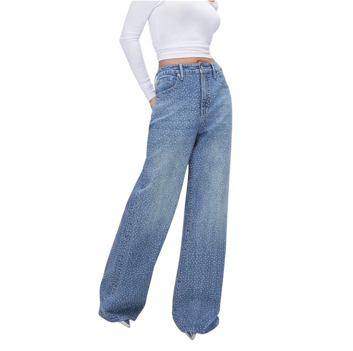 New Lizette Collection rhinestone denim jeans pockets bling cotton spandex XL