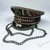 Steampunk Burning Man Captain Black Burgundy Leopard Sequin Hat Spider Jewelry