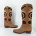 Free People EU 38 Roundhouse Stitch Boots Tan Brown Western Suede Embroidered
