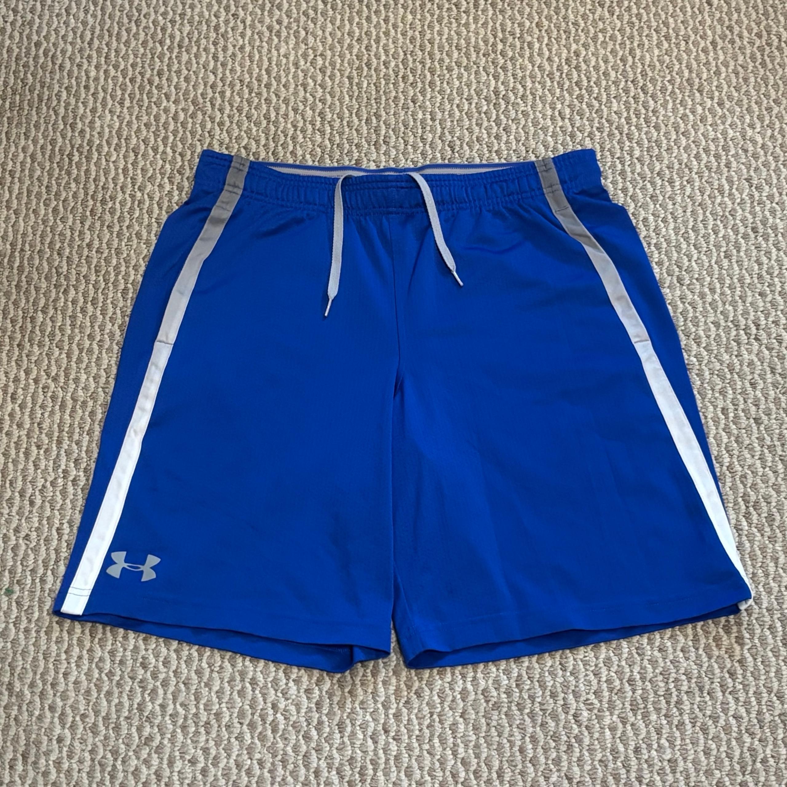 Under Armour Basketball Shorts Adult Large Heat Gear Mesh Blue Gray Mens Pockets