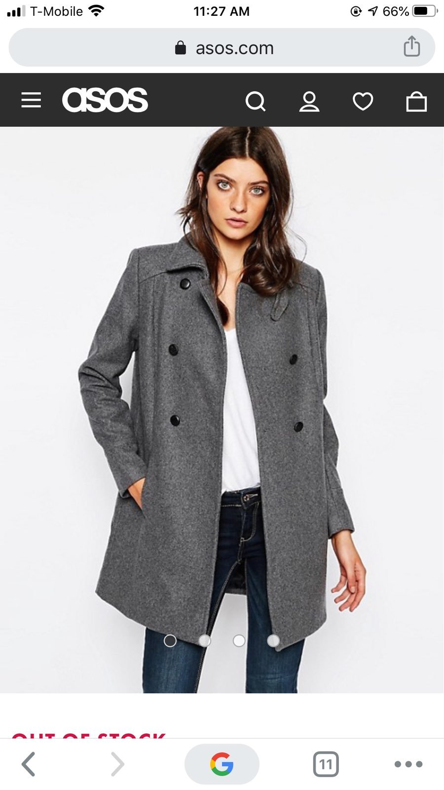 Mango Wool Double Breasted Coat Small