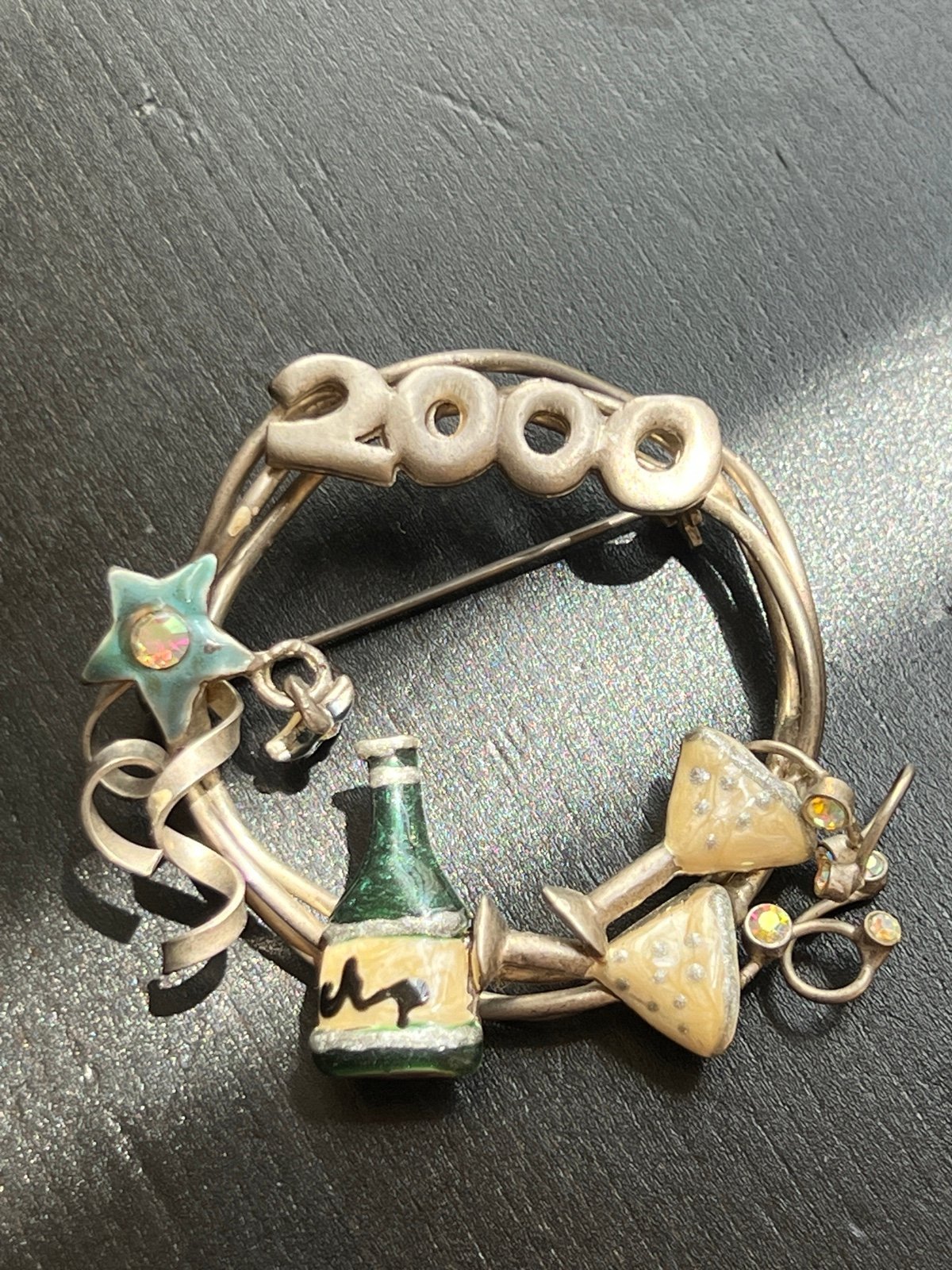 Vintage Handmande Year 2000 Celebration Brooch Collectible
