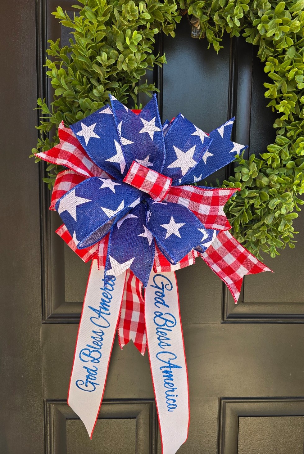 Memorial day ribbon bow for wreath patriotic decor Independence day America bow