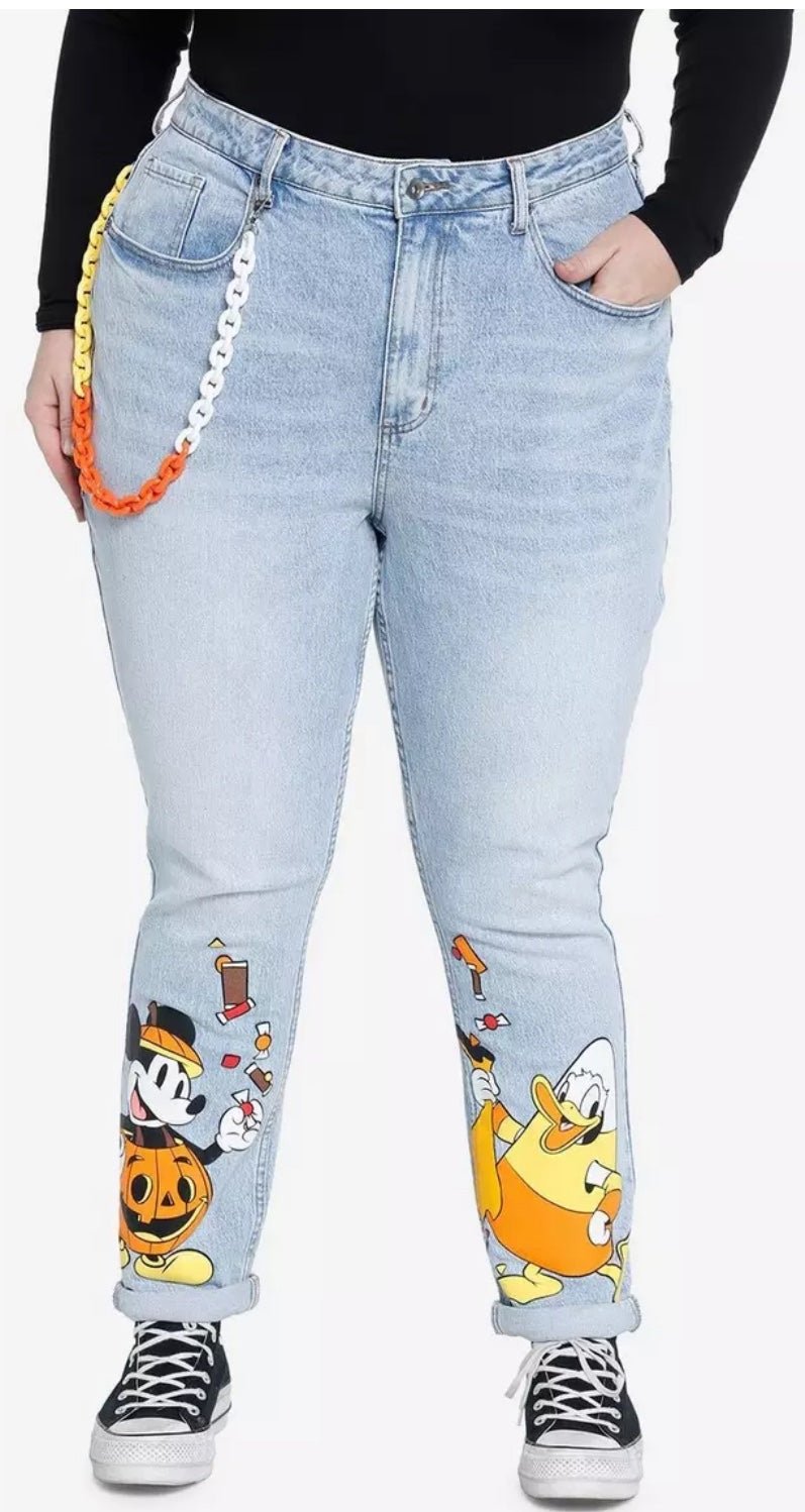 Her Universe Disney Halloween Candy Corn Chain Mom Jeans
