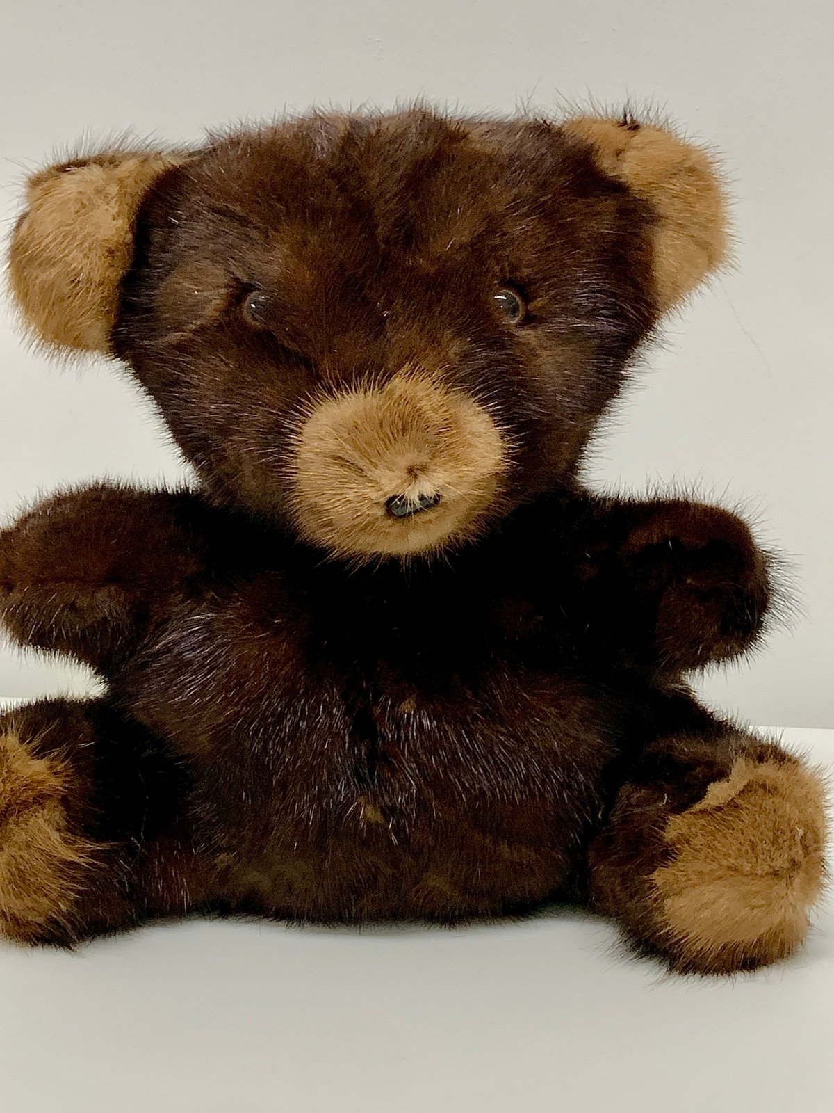 1990s Vtg Natural Mink Fur Plush Stuffed Animal Teddy Bear