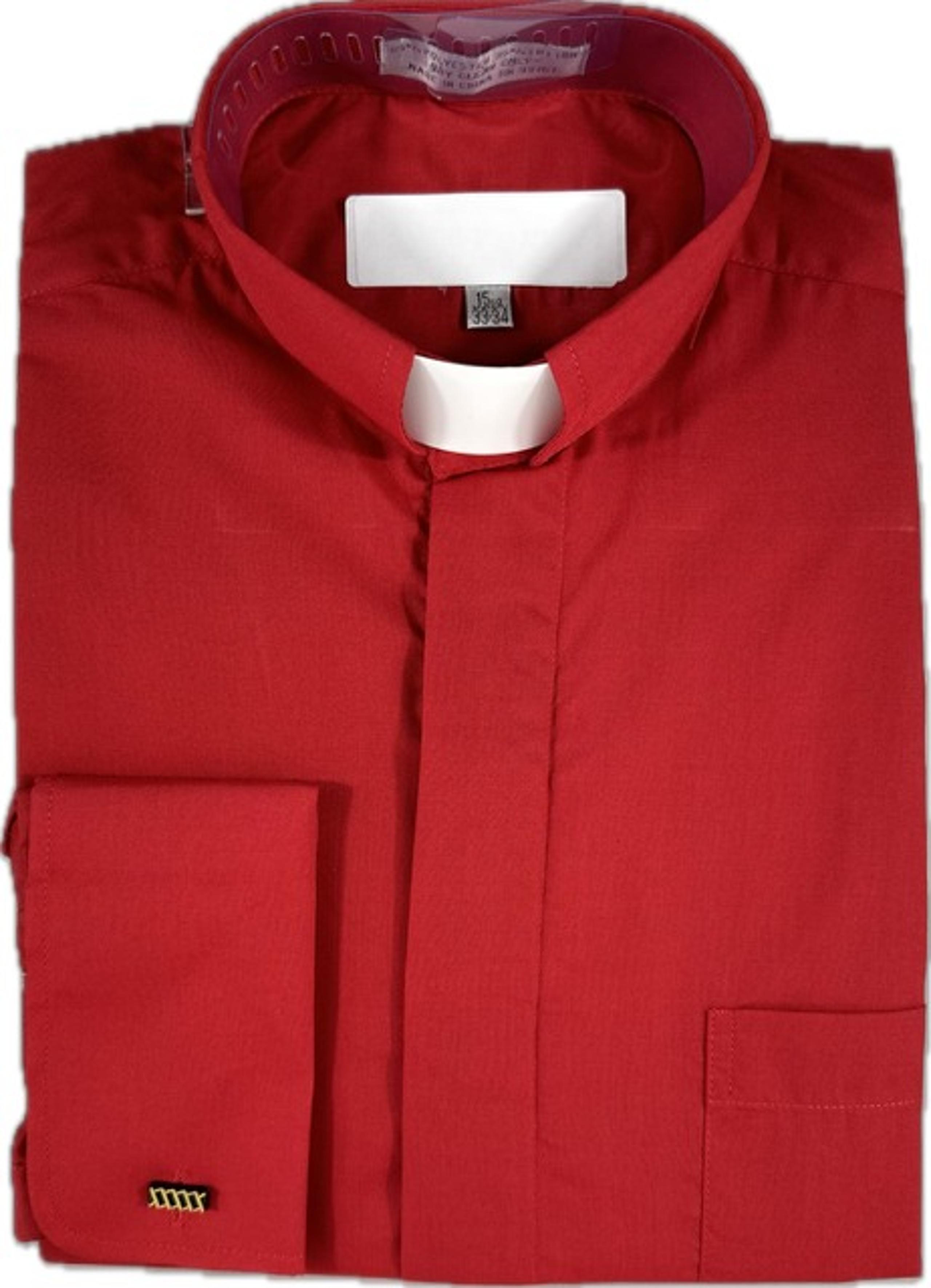 Daniel Ellissa Men's Clergy Shirt Red White Tab French Cuffs Size 17.5 34/35