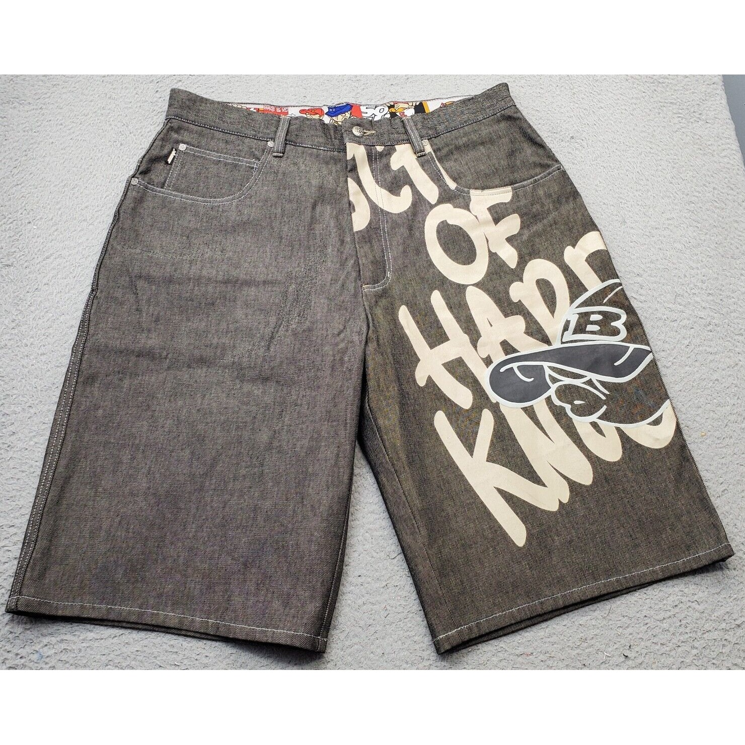 School of Hard Knocks Shorts Men Size 38 Multi Cotton Rare Jort Baggy Rapper Y2K
