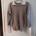 Gray/White Lambswool Collared Sweater