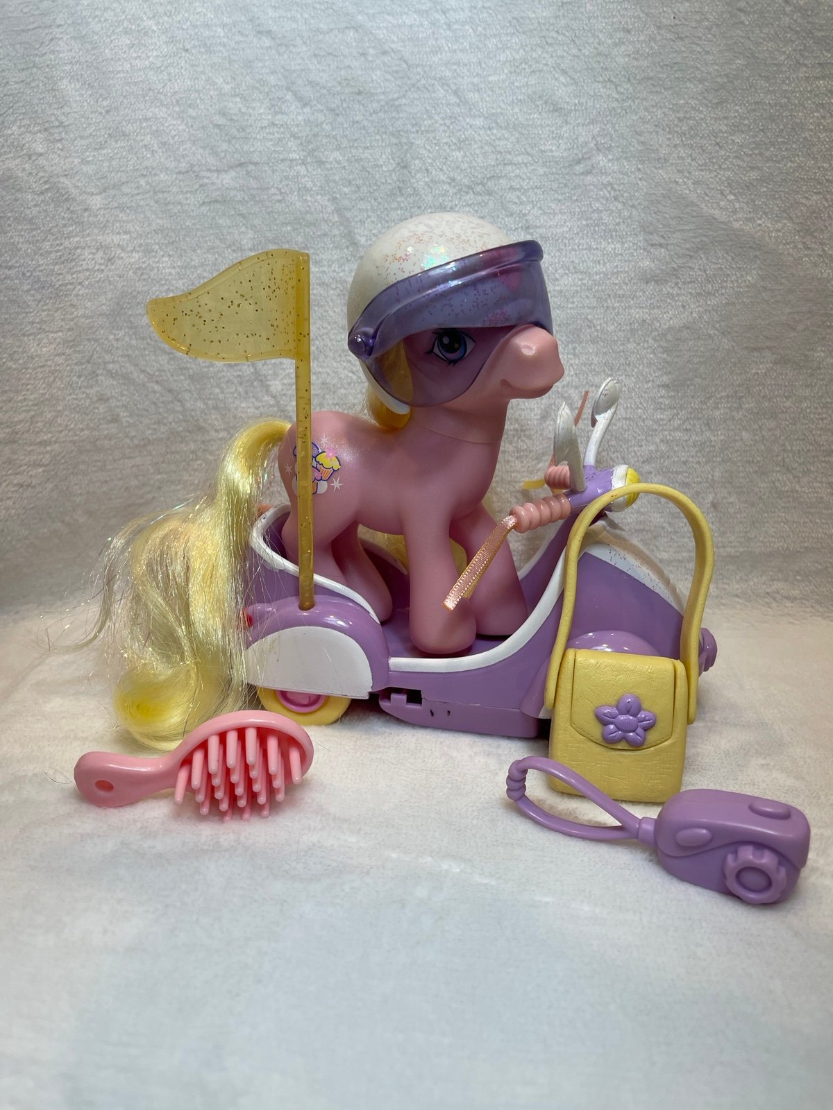 My Little Pony G3 Crystal Princess Scooting Along with Cupcake