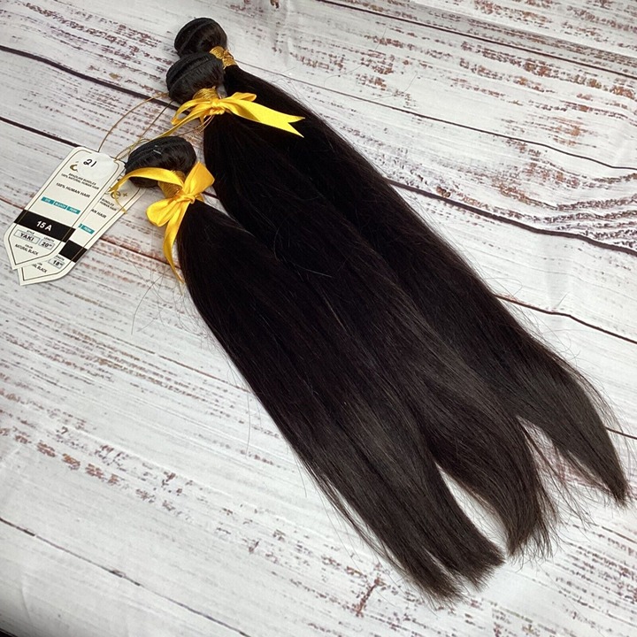3 Bundles 16, 18, 20” Straight Brazilian Human Hair Nat. Black