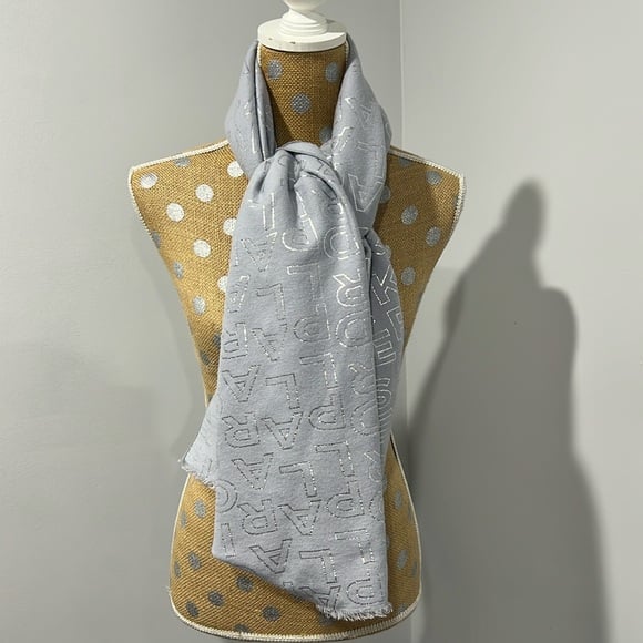 NWOT - Karl Largerfeld Logo Gray Scarf