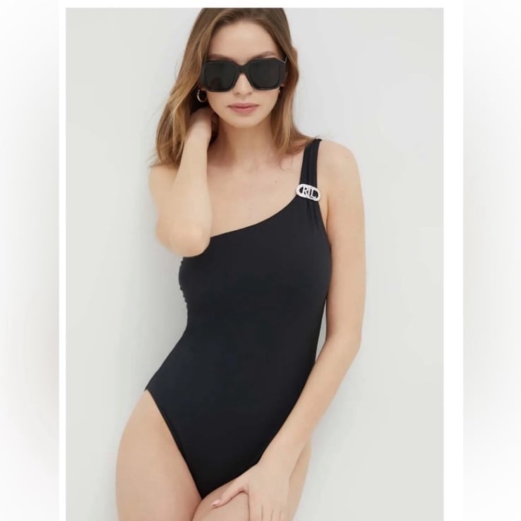 NWT Lauren Ralph Lauren One Shoulder High Leg Swimsuit