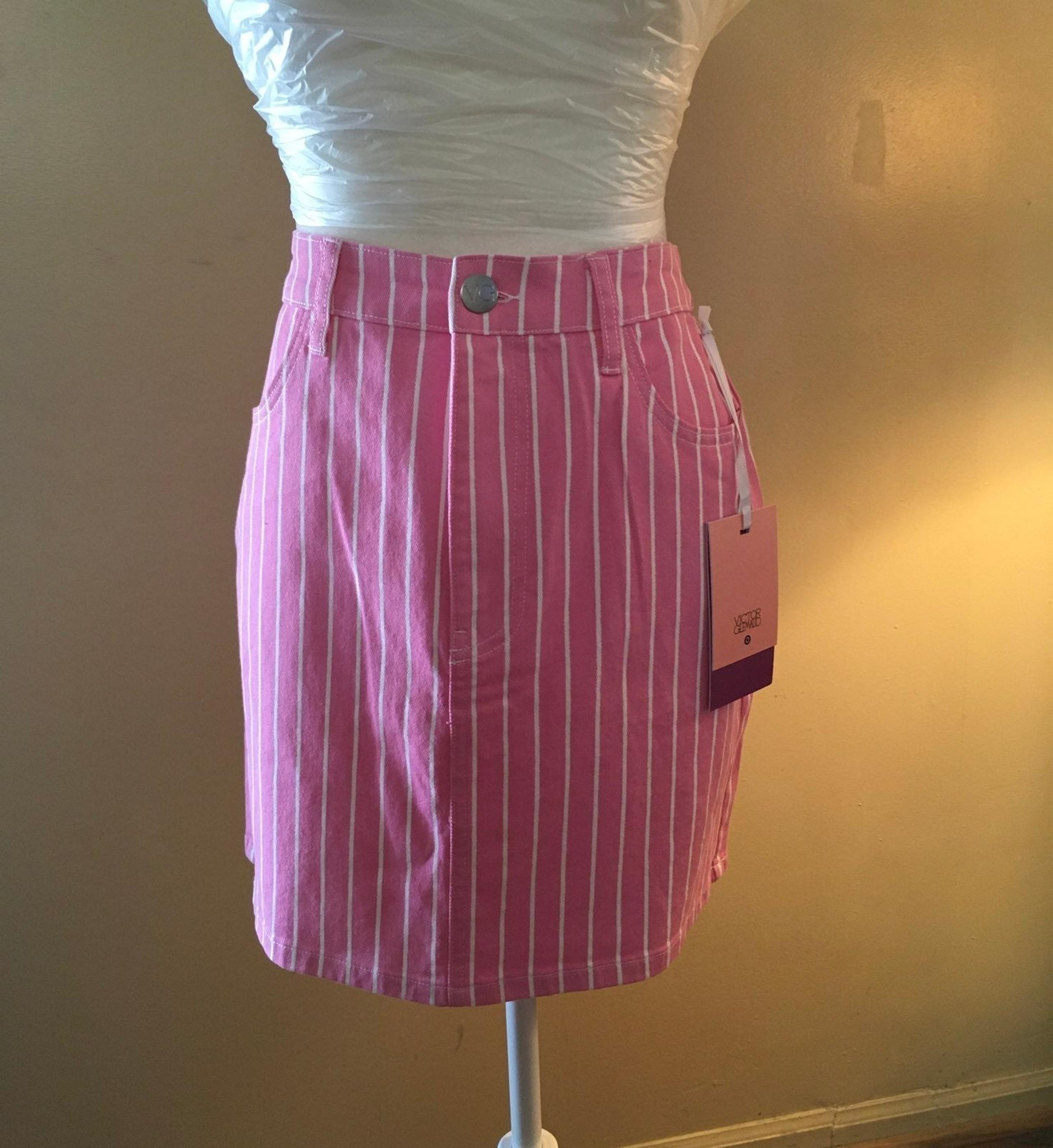 Victor Glemaud for Target Pink/White Striped Denim Skirt Sz 8 NWT