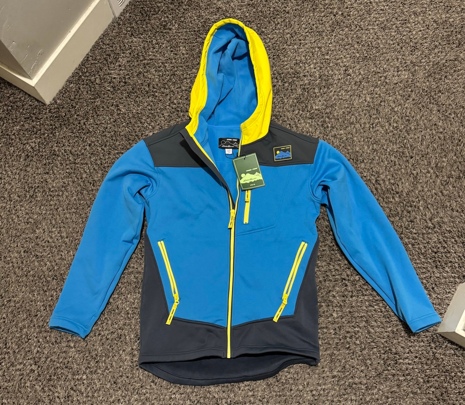 HOMME FEMME X EDDIE BAUER FLEECE OUTBACK HOODIE MOSAIC BLUE size small