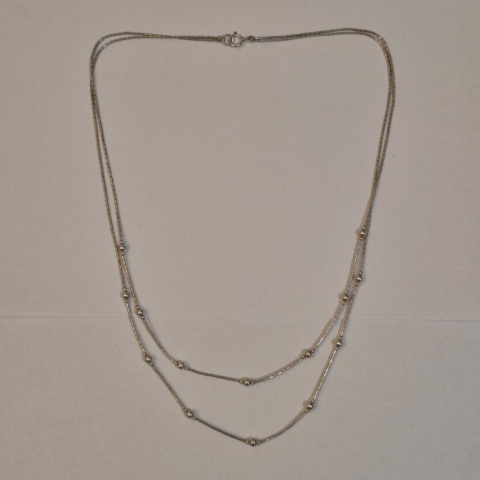 Vintage Liquid Sterling Silver Two-Strand Ball Beaded Necklace