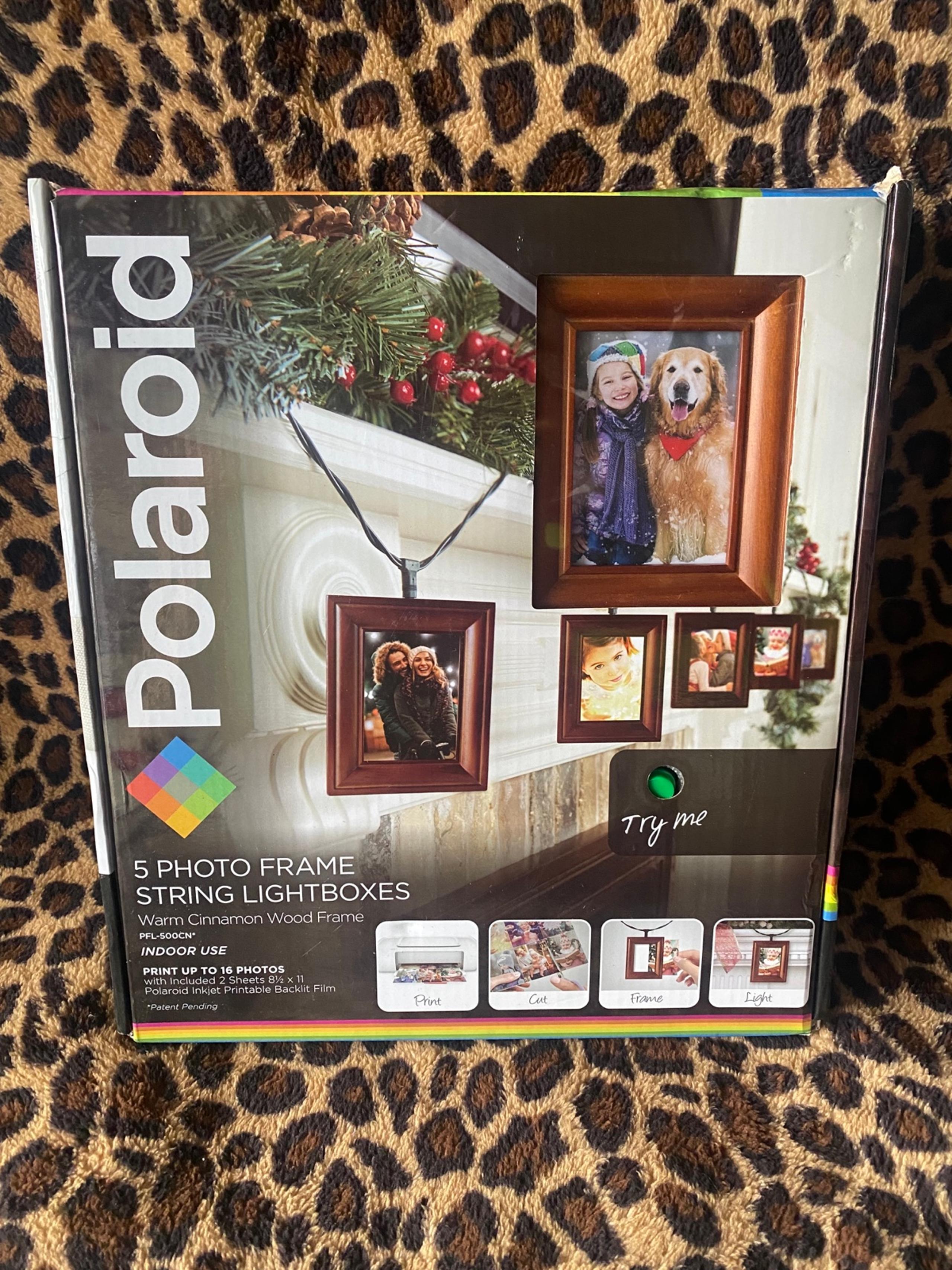 Polaroid Photo Frame String LED Lightboxes Warm Cinnamon Wood