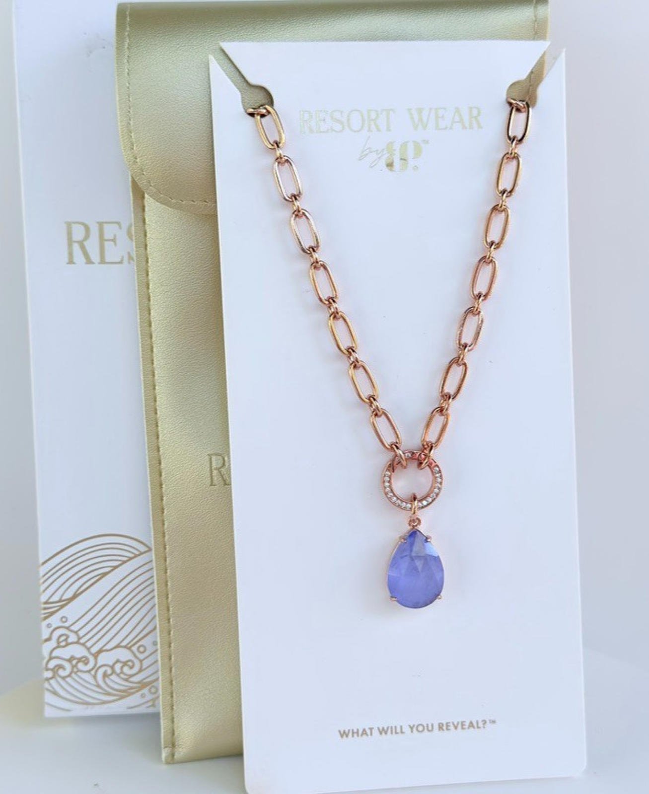 Bomb Party Resort Wear Necklace "Among The Tides" Lavender Fluorite on Rose Gold