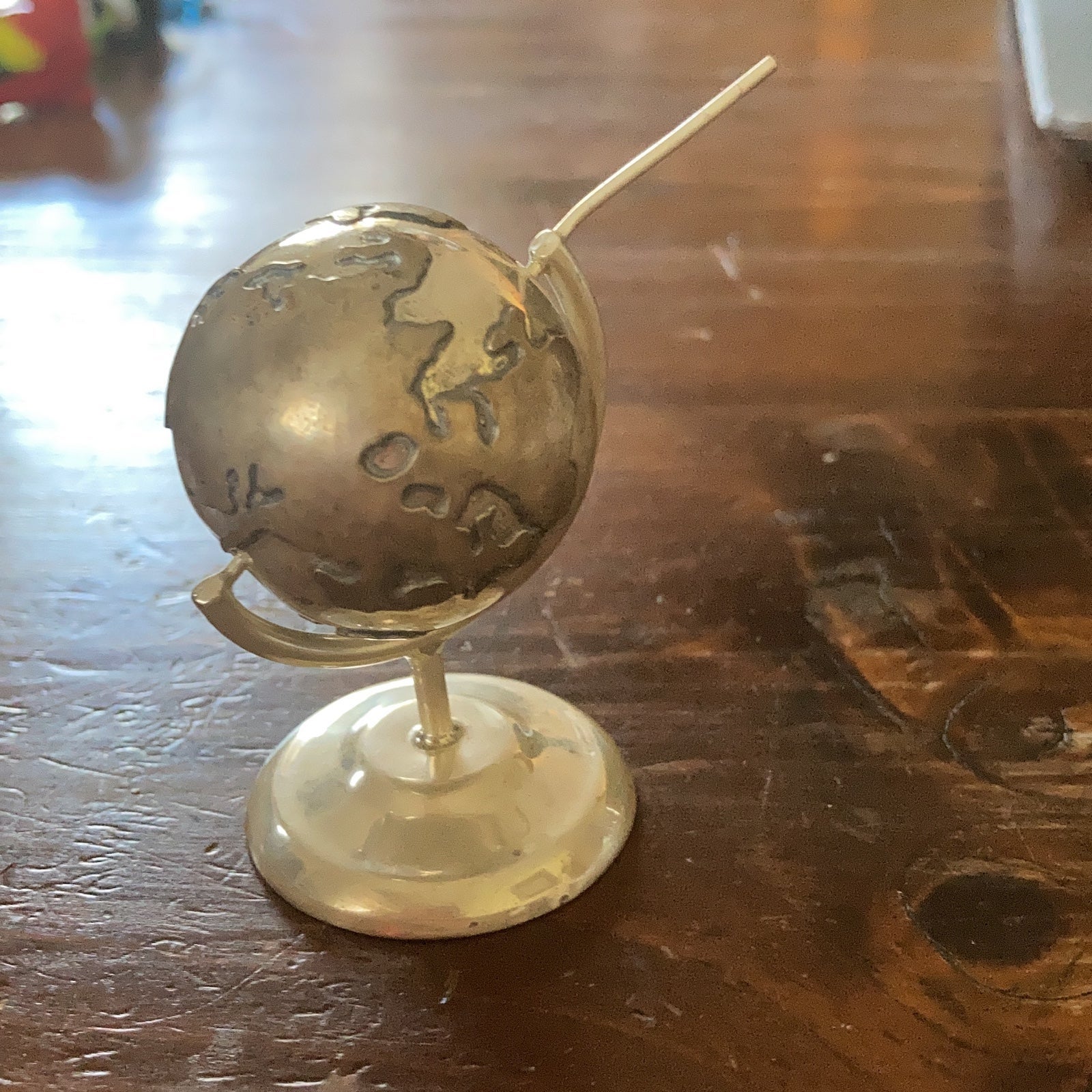 Sterling silver and copper Or brass world globe desk piece