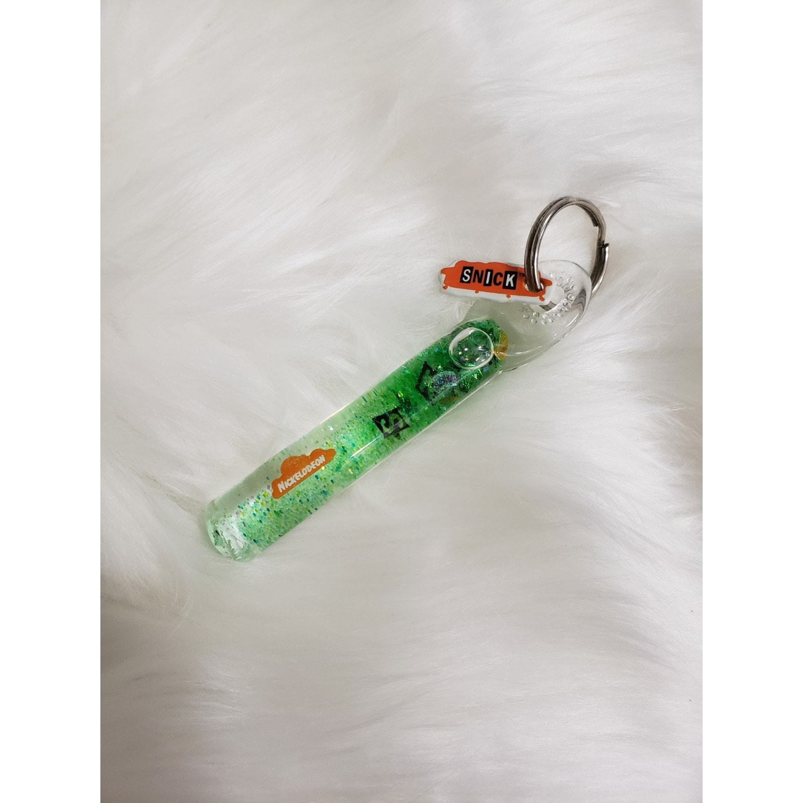 Vintage Nickelodeon SNICK Promo 90s Glitter Plastic Keychain