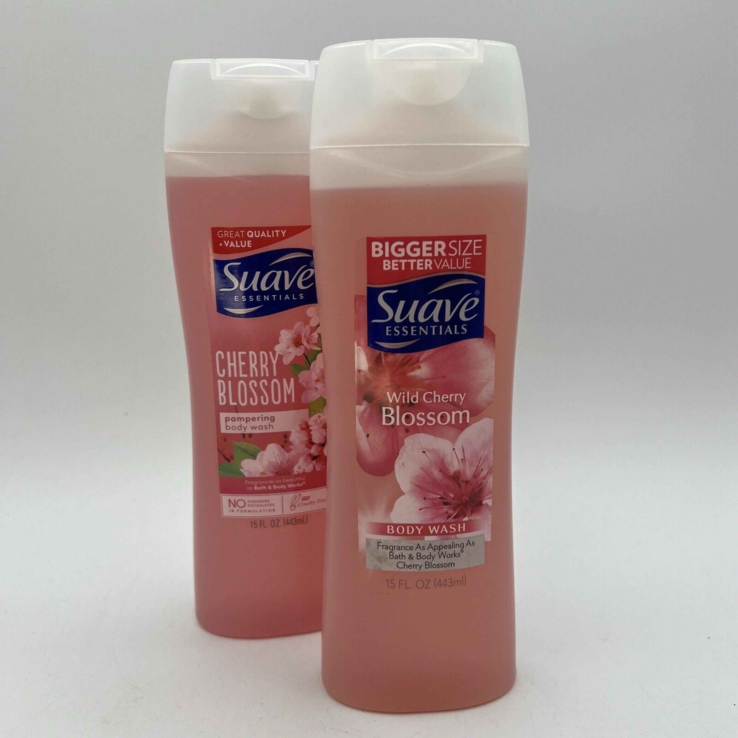 2 Suave Essentials Wild Cherry Blossom Pampering Body Wash 15 Oz