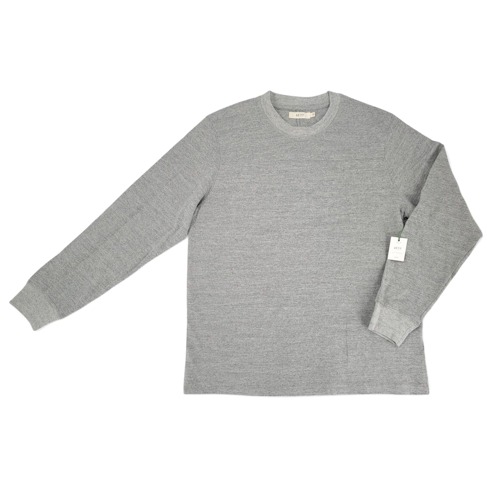 AE77 American Eagle Long Sleeve Crewneck Shirt Sz L Gray Textured Essential USA