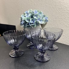 Cristal d' Arques Durand Quadro Amethyst Ice Cream Dishes