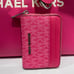 Michael Kors Women Md Logo Zip Around Card Case Coin Pouch Wallet Dragonfruit