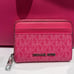 Michael Kors Women Md Logo Zip Around Card Case Coin Pouch Wallet Dragonfruit