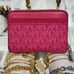 Michael Kors Women Md Logo Zip Around Card Case Coin Pouch Wallet Dragonfruit
