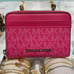 Michael Kors Women Md Logo Zip Around Card Case Coin Pouch Wallet Dragonfruit
