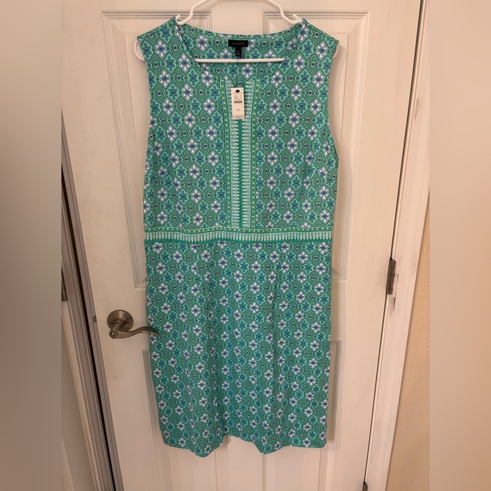 Green Patterned Talbots Sleeveless Dress