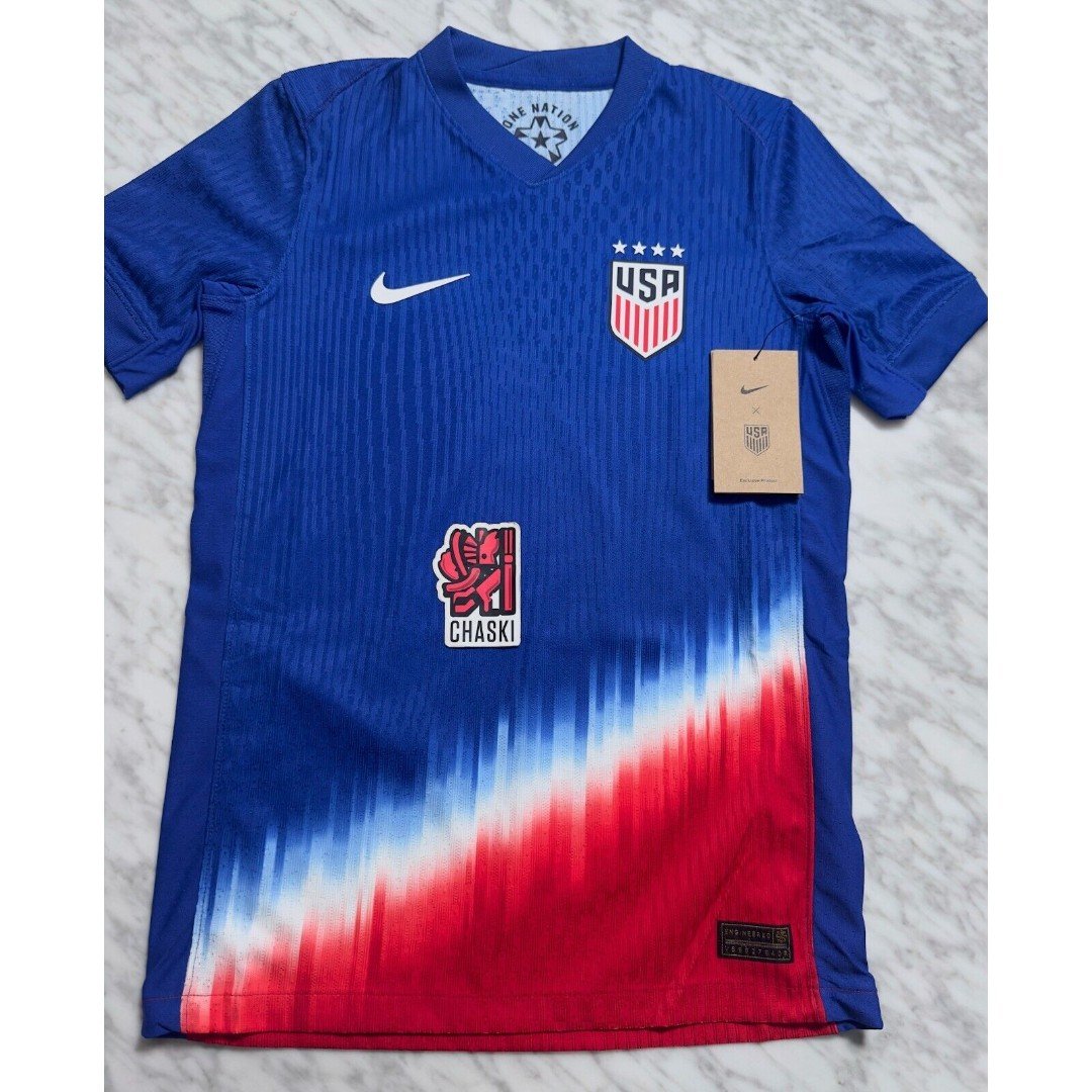 Nike 2024 USWNT 4-Star USA Adv Knit Away Soccer Jersey FJ1526-418 Kids Small NEW