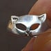 Beautiful Vintage Sterling Silver Stamped .99 Domed Band Cat With Open Eyes Mask
